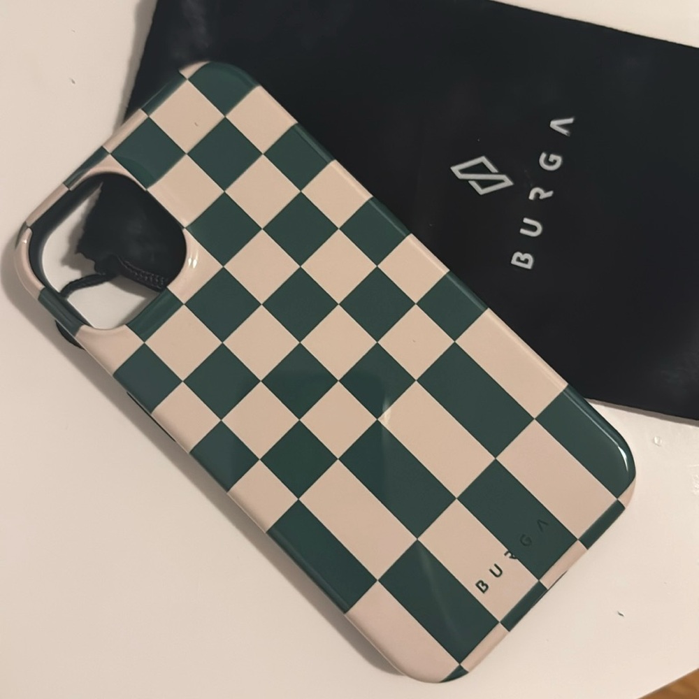 iPhone 15 Burga green checkered phone case. New.